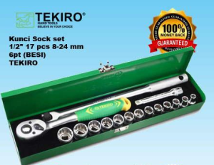 Tekiro Kunci Sock Set 6PT - 17Pcs (8-24MM,1/2'') Kotak Besi