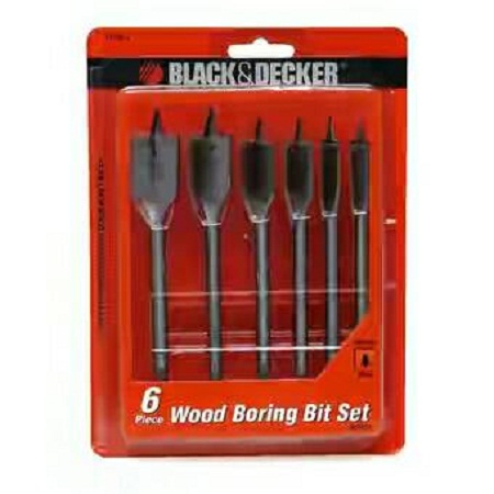 Black decker mata bor kayu pipih sst hss 6 pcs